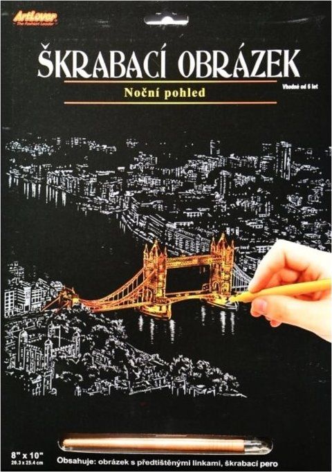 ARTLOVER Škrabací obrázek (zlatý) - Noční pohled na Tower Bridge - obrázek 1