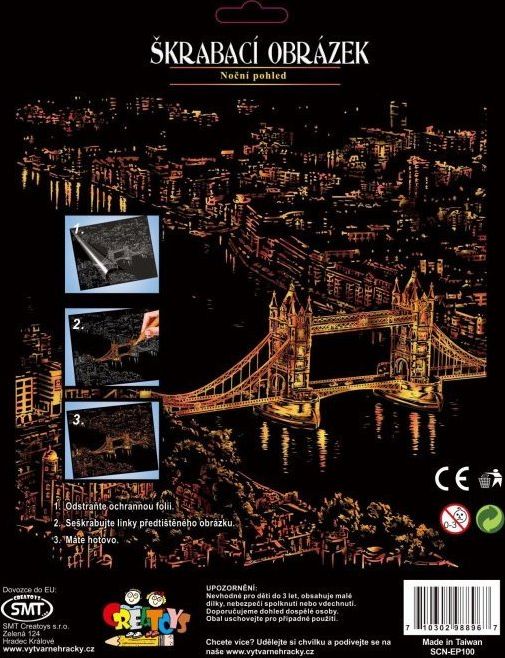 ARTLOVER Škrabací obrázek (zlatý) - Noční pohled na Tower Bridge - obrázek 2