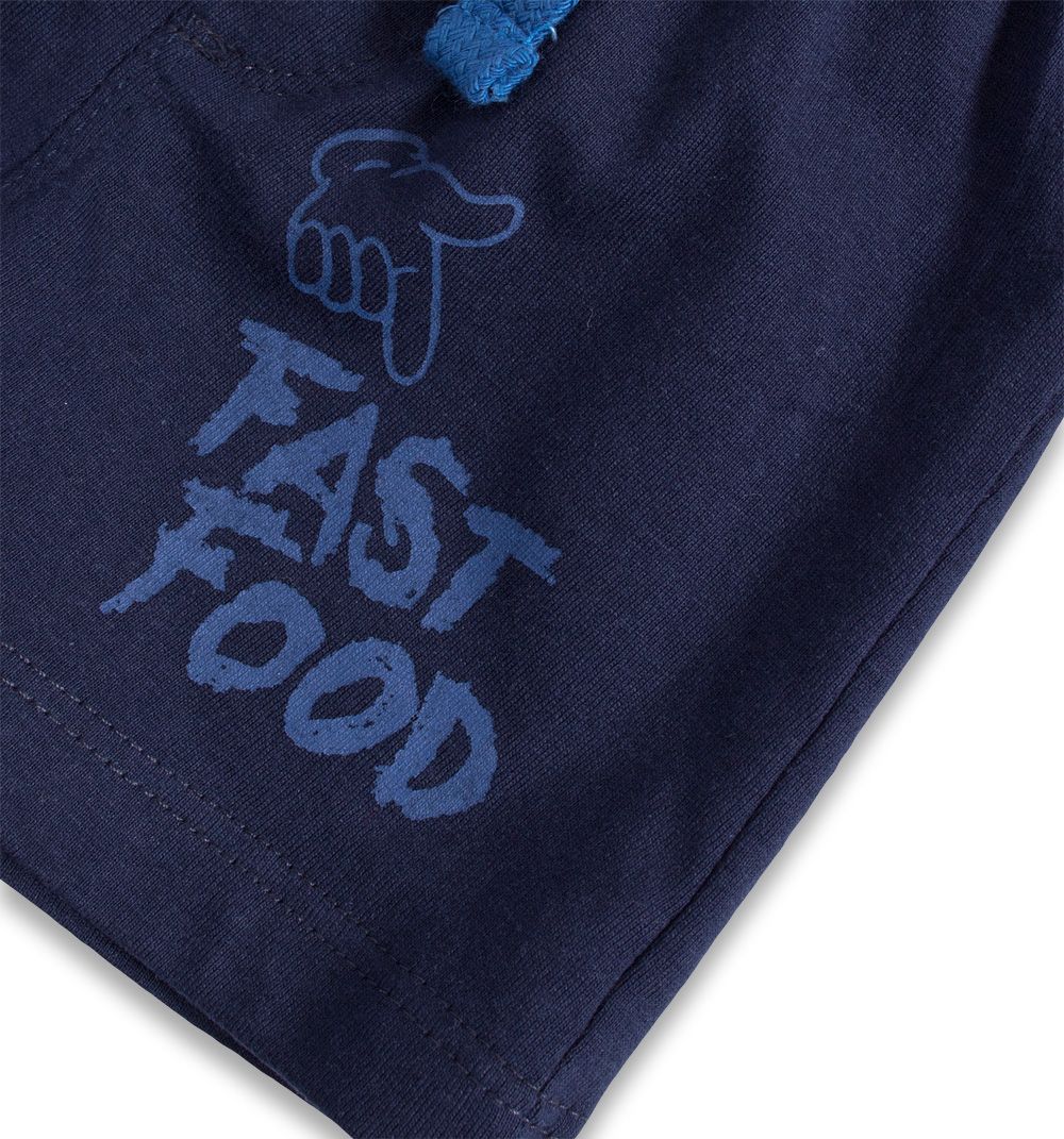 Kojenecké bavlněné šortky KNOT SO BAD FAST FOOD tmavě modré Velikost: 86 - obrázek 2