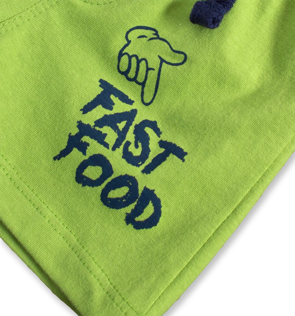 Kojenecké bavlněné šortky KNOT SO BAD FAST FOOD zelené Velikost: 86 - obrázek 2