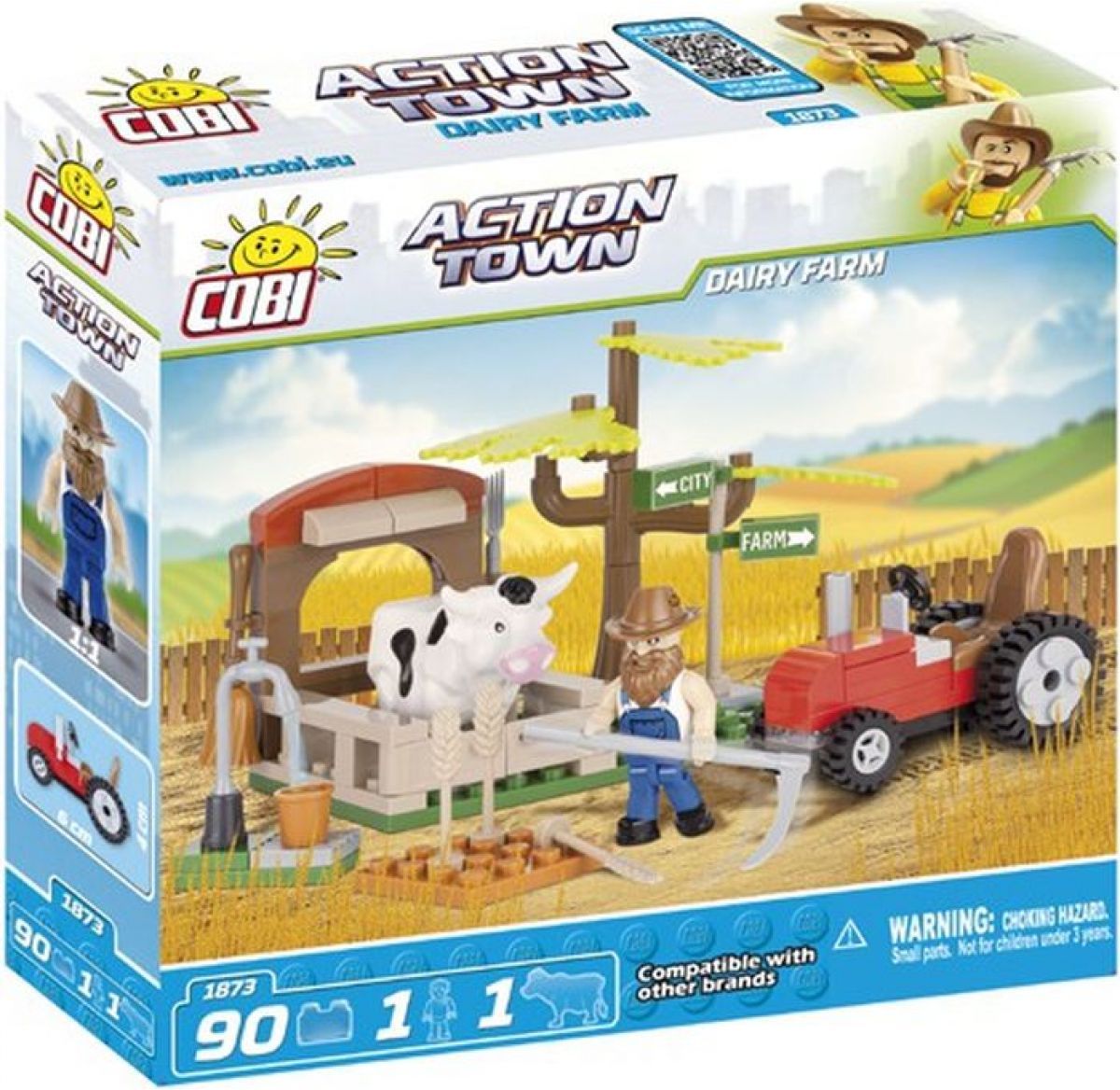 Cobi Action Town 1873 Farma traktor a kráva - obrázek 1