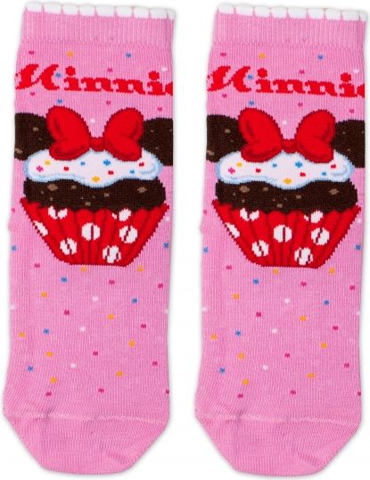 DISNEY Bavlněné ponožky Disney Minnie Cupcake  - tm. růžové 23-26 vel. ponožek - obrázek 1