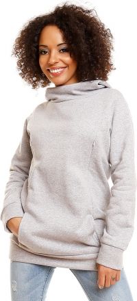 Be MaaMaa Těhotenská a kojící mikina s kapucí, vel. XL - sv. šedá - obrázek 1