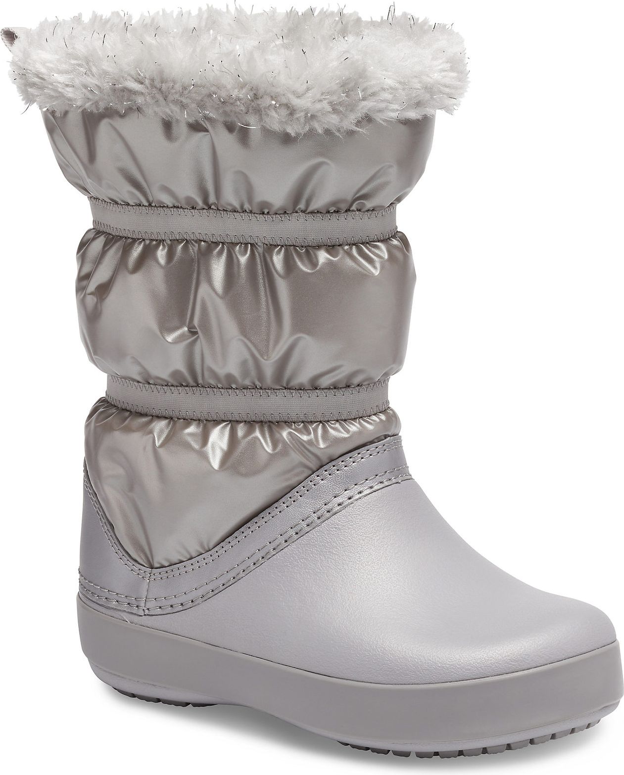 Crocs metalické stříbrné dívčí sněhule CB LodgePoint Metallic Boot G Silver Metallic - 37/38 - obrázek 1