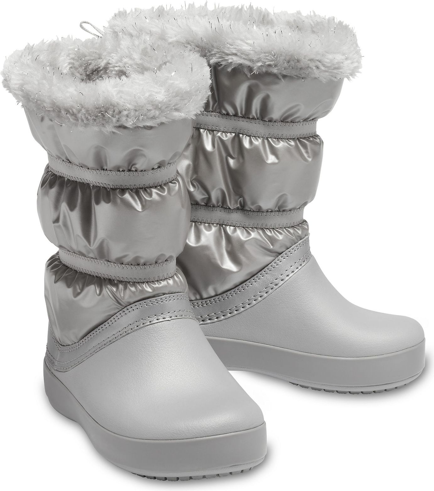 Crocs metalické stříbrné dívčí sněhule CB LodgePoint Metallic Boot G Silver Metallic - 37/38 - obrázek 2