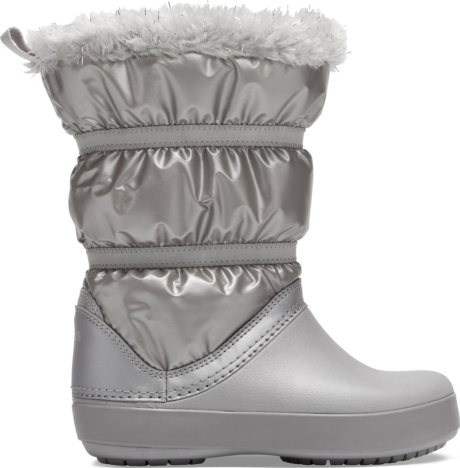 Crocs metalické stříbrné dívčí sněhule CB LodgePoint Metallic Boot G Silver Metallic - 37/38 - obrázek 3