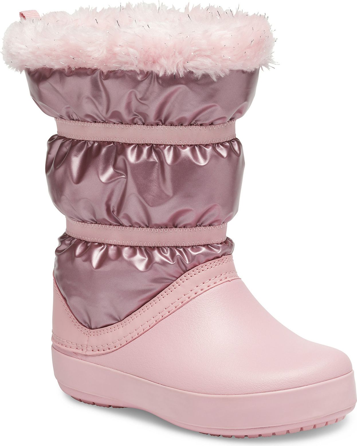Crocs pudrové dívčí sněhule CB LodgePoint Metallic Boot G Rose Gold Metallic  - 29/30 - obrázek 1