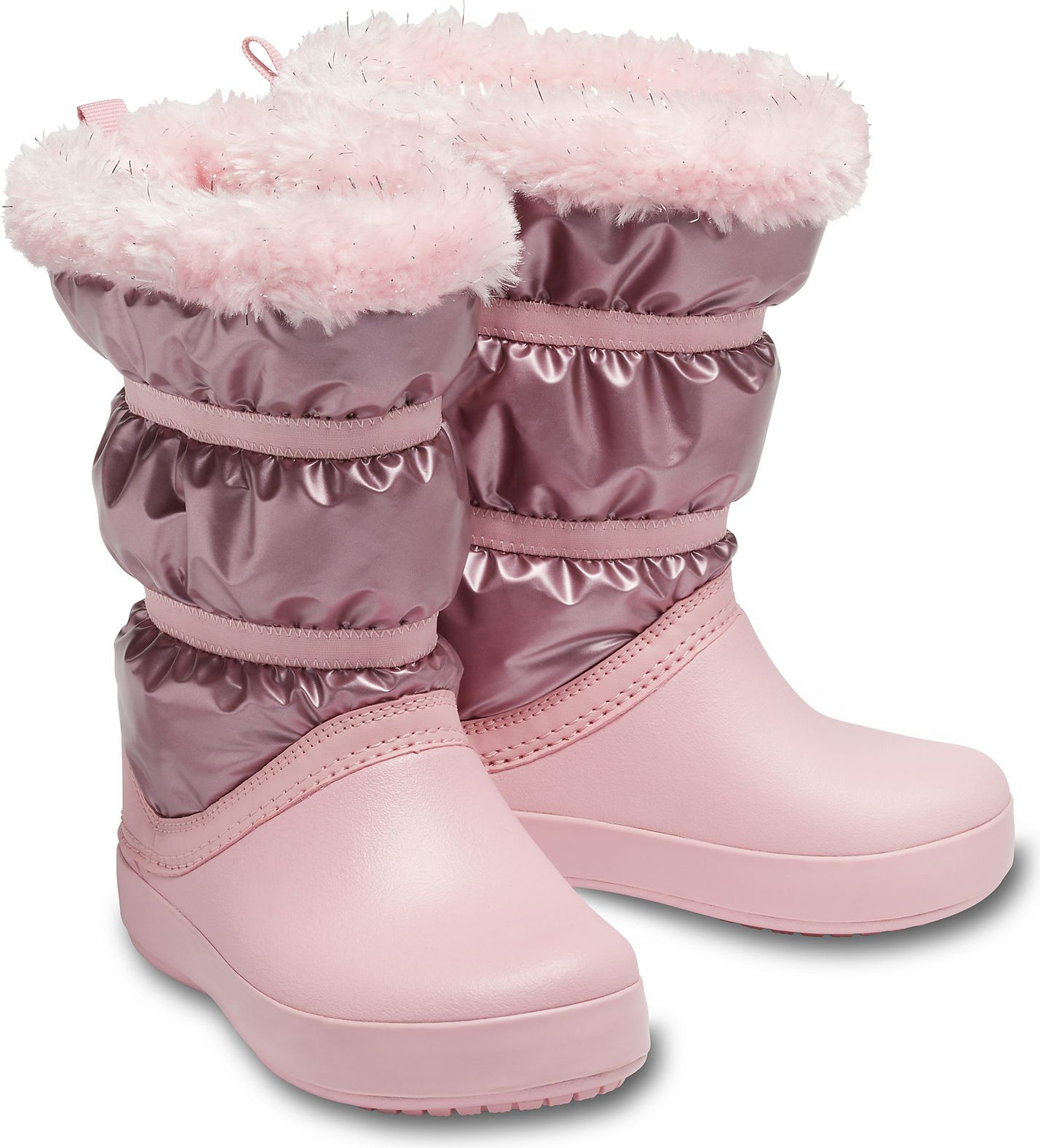 Crocs pudrové dívčí sněhule CB LodgePoint Metallic Boot G Rose Gold Metallic  - 29/30 - obrázek 2
