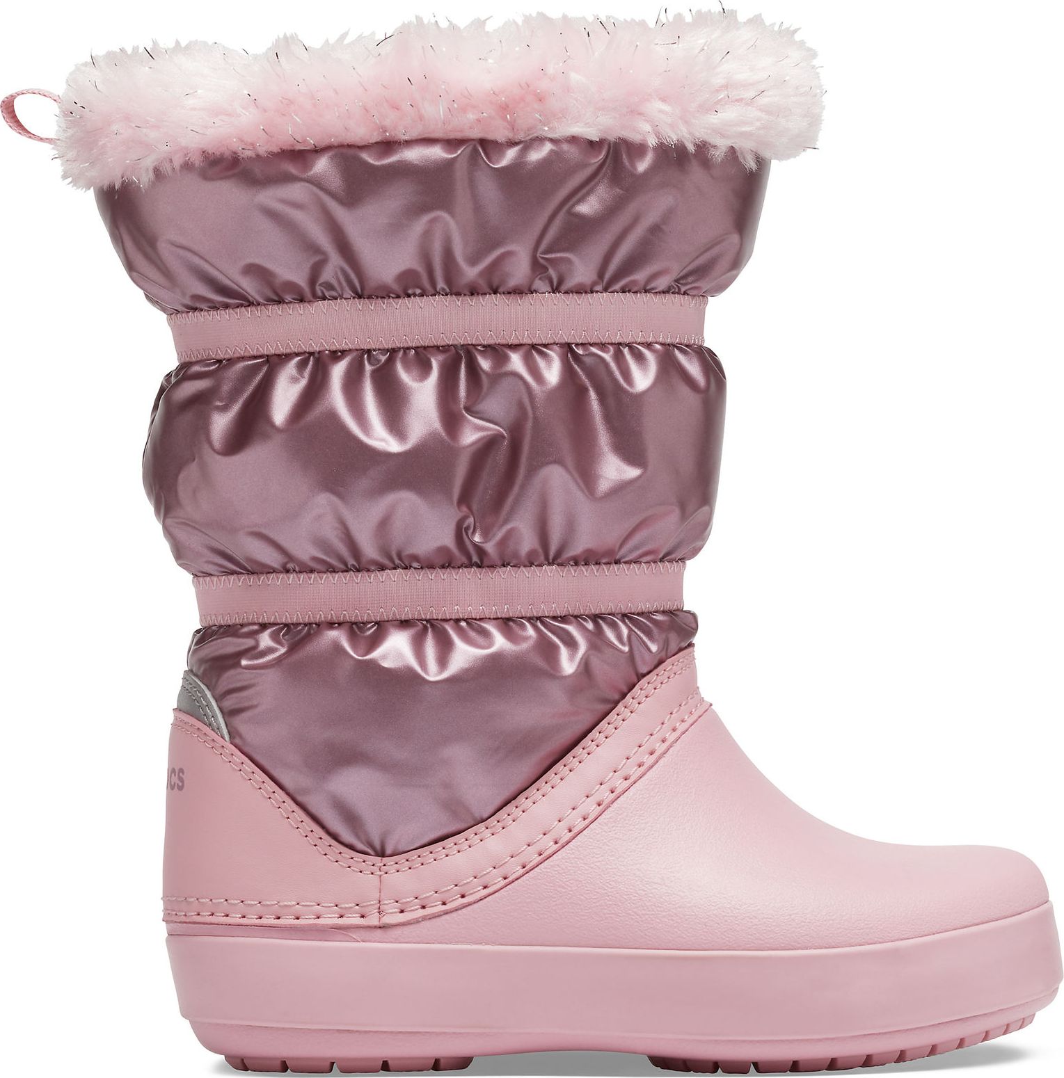 Crocs pudrové dívčí sněhule CB LodgePoint Metallic Boot G Rose Gold Metallic  - 29/30 - obrázek 3