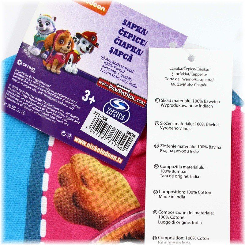 Setino · Dívčí bavlněná jarní / podzimní čepice Tlapková patrola - Paw Patrol 54 - obrázek 2
