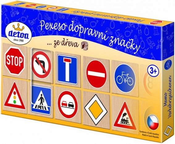 Pexeso dopravní značky dřevo 36ks 4x4x0,6cm v krabici - obrázek 2