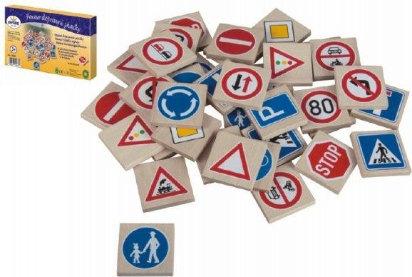Pexeso dopravní značky dřevo 36ks 4x4x0,6cm v krabici - obrázek 5