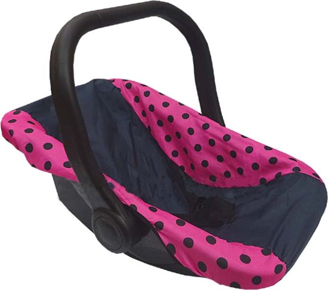 Autosedačka pro panenky 16 - růžová s černými puntíky - obrázek 1