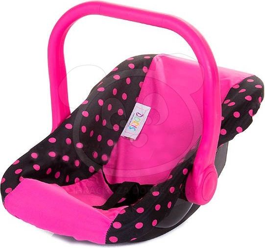 Autosedačka pro panenky 16 - růžová s černými puntíky - obrázek 2