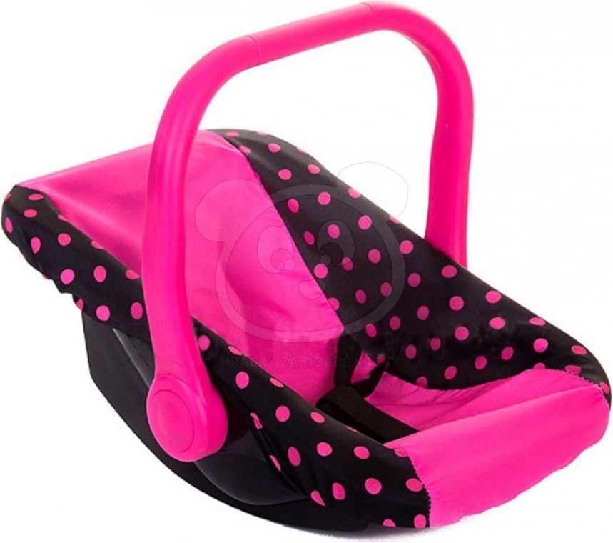 Autosedačka pro panenky 16 - růžová s černými puntíky - obrázek 3