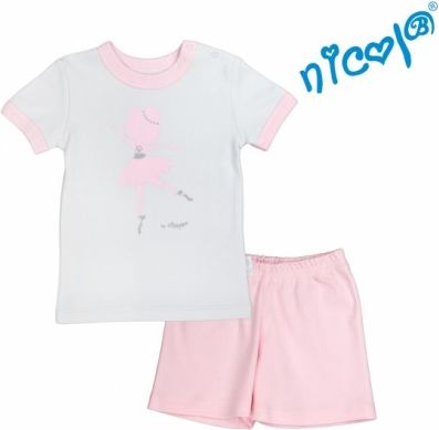 Dětské pyžamo krátké Nicol, Baletka - šedo/růžové, Velikost koj. oblečení 122 - obrázek 1
