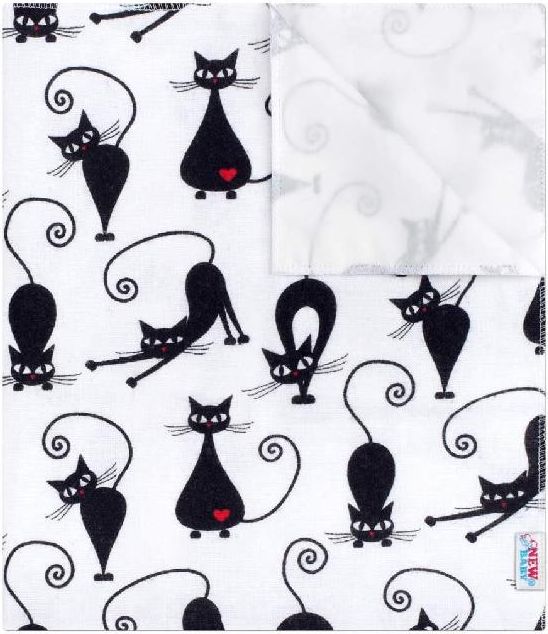 Nepromokavá flanelová podložka New Baby bílá s černou kočkou - obrázek 1
