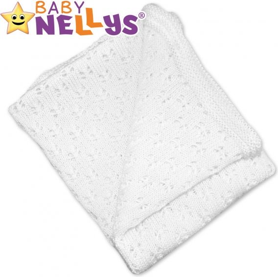 Baby Nellys Baby Nellys Háčkovaná dečka, 80x90cm - bílá - obrázek 1