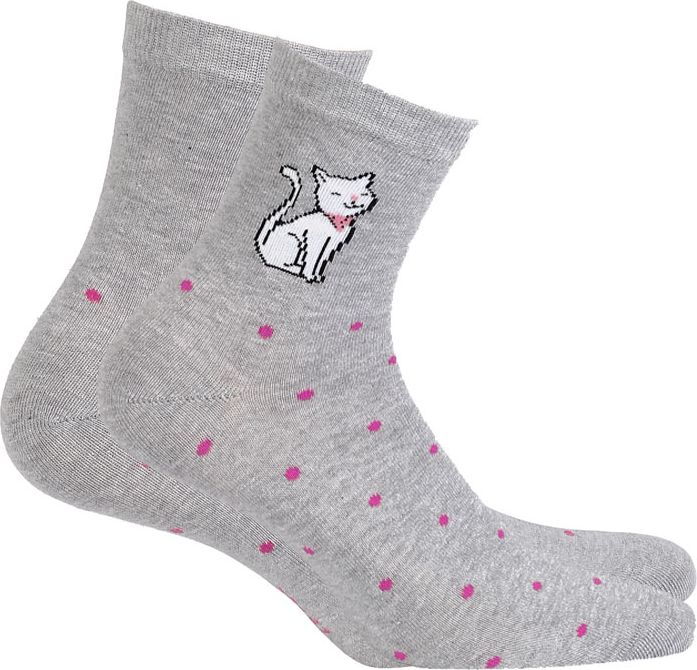 Dětské vzorované ponožky WOLA KOČIČKA šedé Velikost: 39-41 - obrázek 2