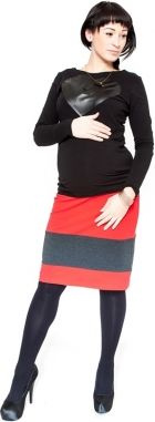 Těhotenská sukně Be MaaMaa - LORA červená/grafit - obrázek 1