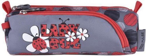 Penál "Lady Bug", šedá-růžová, zip, PULSE - obrázek 1