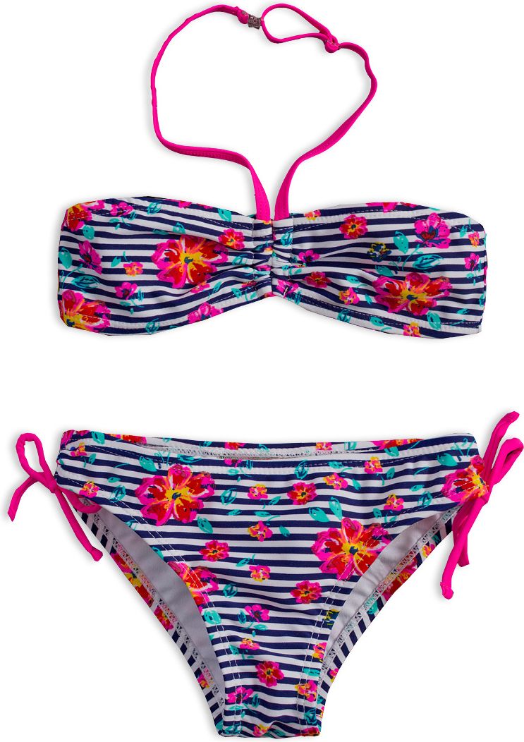 Dívčí dvoudílné plavky KNOT SO BAD FLOWERS tmavě modré Velikost: 140 - obrázek 1