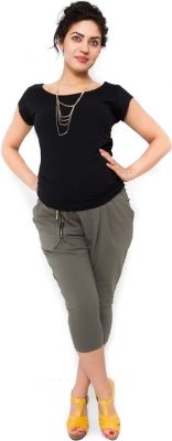 Be MaaMaa Těhotenské teplákové kalhoty Tonya 3/4 - khaki - obrázek 1