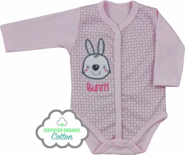 Kojenecké BIO body celorozepínací Koala Bunny růžové Růžová 56 (0-3m) - obrázek 1