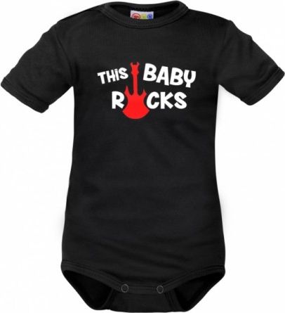 Body krátký rukáv Dejna This Baby Rock - černé, Velikost koj. oblečení 68 (4-6m) - obrázek 1