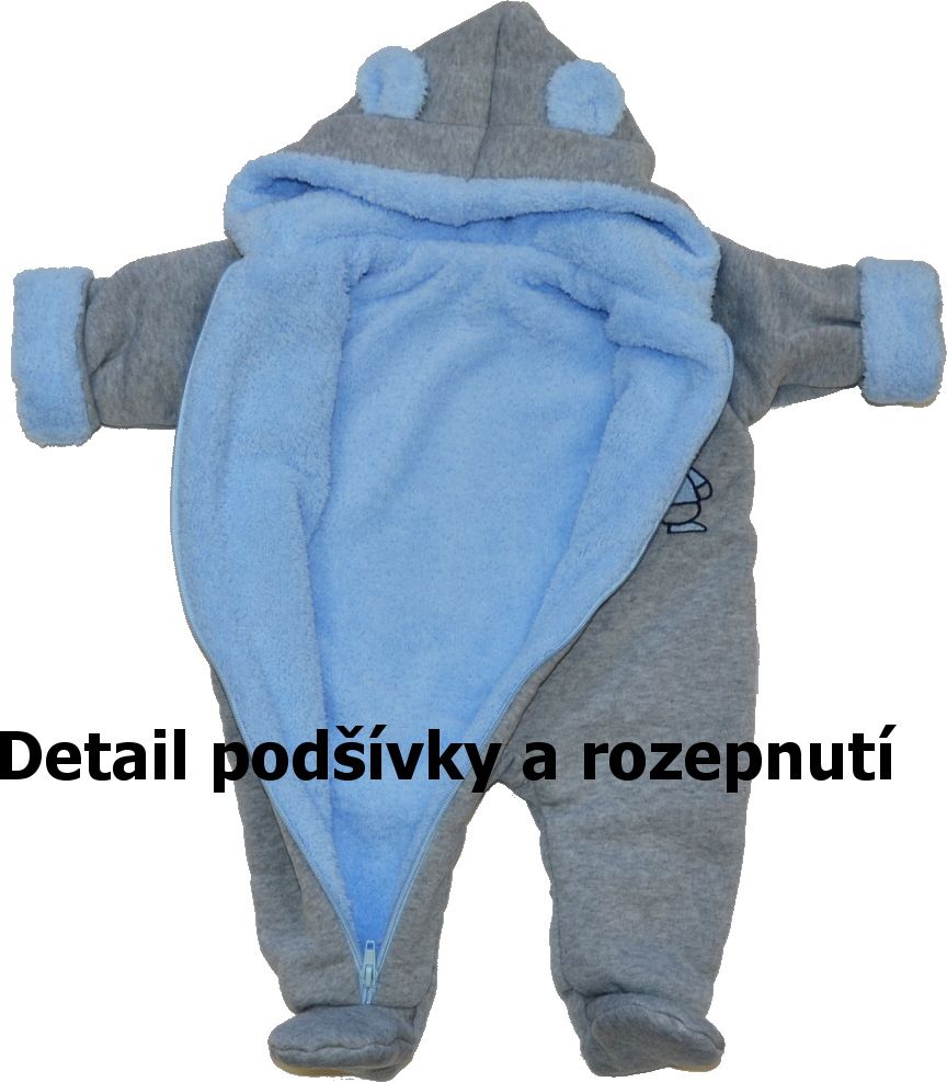 Zimní kojenecká kombinéza RaBella Teddy modrá velikost 62 - obrázek 2