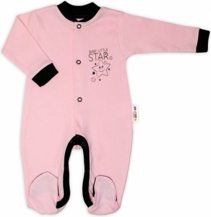 Baby Nellys Bavlněný overálek Baby Little Star - růžový, Velikost koj. oblečení 80 (9-12m) - obrázek 1