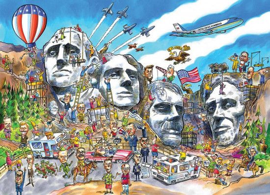 COBBLE HILL Puzzle DoodleTown: Mount Rushmore 1000 dílků - obrázek 1