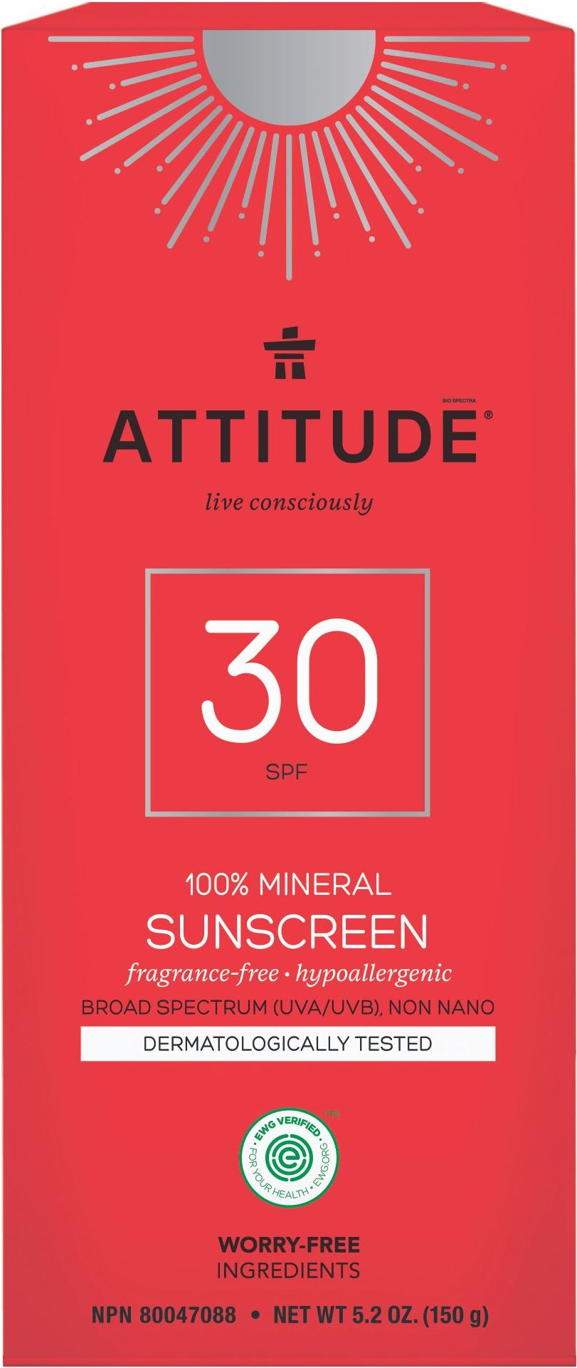ATTITUDE Opalovací krém bez vůně SPF30 150 g - obrázek 2