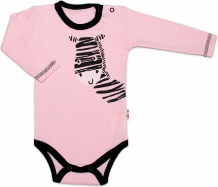 Baby Nellys Body dlouhý rukáv, růžové, Zebra, Velikost koj. oblečení 62 (2-3m) - obrázek 1