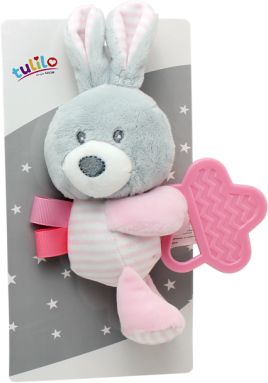 Plyšová hračka Tulilo s kousátkem Králíček, 16 cm - růžový - obrázek 1