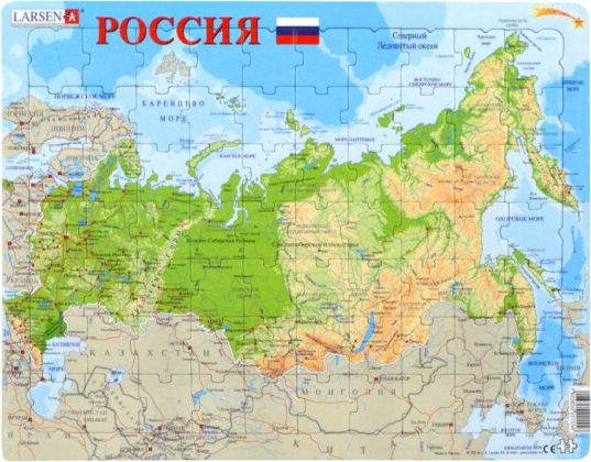 LARSEN Puzzle Rusko - zeměpisná mapa (rusky) 70 dílků - obrázek 1