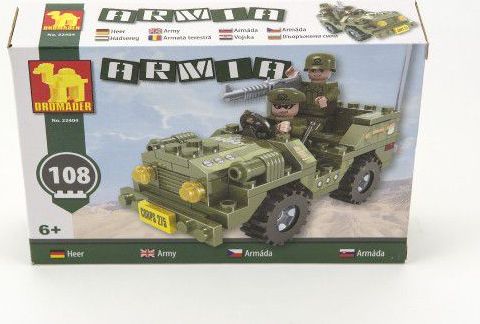 Dromader 22404 Stavebnice Vojáci Auto 108ks v krabici 22x15x4,5cm - obrázek 2