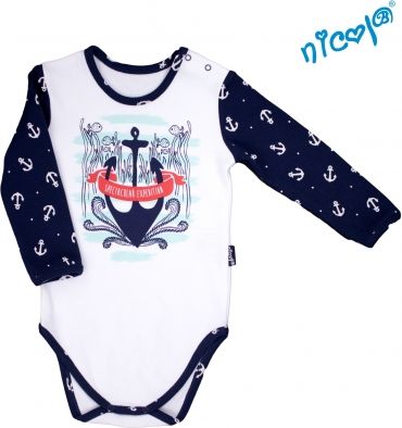 Kojenecké body Nicol dlouhý rukáv, Sailor - bílé, vel. 74 - obrázek 1