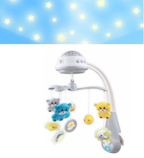 Kolotoč nad postýlku se světelným projektorem Baby Mix grey - obrázek 1
