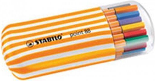 Liner  "Point 88 Twister Zebrui", 20 barev, 0,4mm, v oválném plastovém obalu, STABILO, set 20 ks - obrázek 1