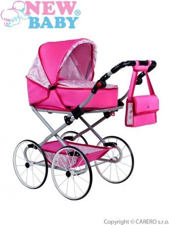 Dětský Retro kočárek pro panenky 2v1 New Baby Natálka růžový, Růžová - obrázek 1