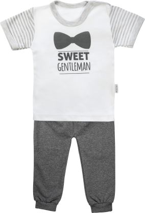 Bavlněné pyžamko Mamatti Gentleman - krátký rukáv - šedé, vel. 104 - obrázek 1