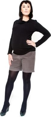 Těhotenské manšestrové kraťásky Be MaaMaa - DINA šedá - obrázek 1