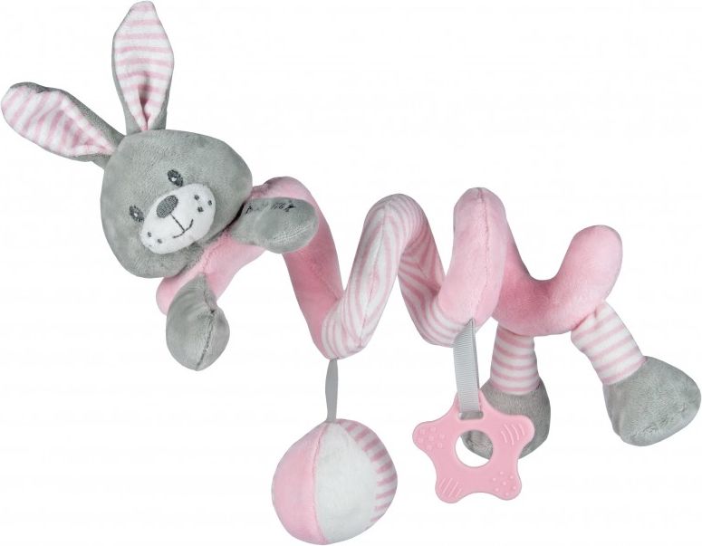 Plyšová spirála na kočárek Baby Mix růžový králíček - obrázek 1