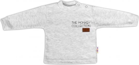 Baby Nellys Bavlněné tričko dlouhý rukáv Monkey - sv. šedý melírek, vel. 86 - obrázek 1