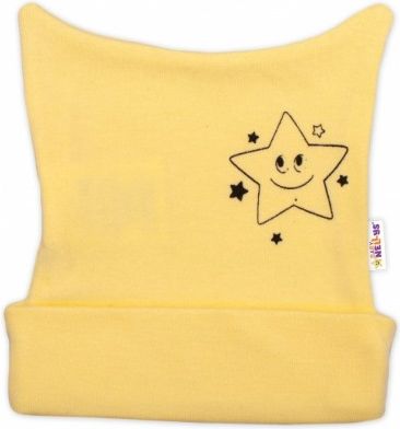 Novorozenecká čepička Baby Nellys, Baby Little Star - žlutá, Velikost koj. oblečení 56 (1-2m) - obrázek 1