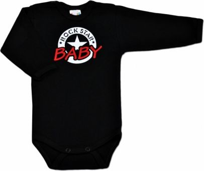 Body ROCK STAR BABY dlouhý rukáv - černé, Velikost koj. oblečení 68 (4-6m) - obrázek 1