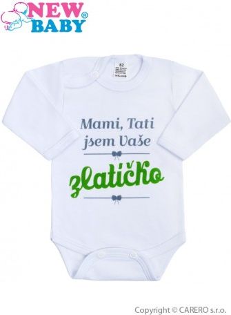 Body s potiskem New Baby Mami, Tati jsem Vaše zlatíčko, Zelená, 50 - obrázek 1