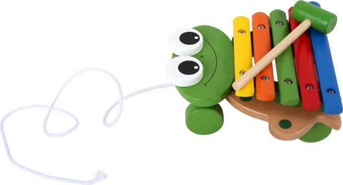 Small Foot Dětské dřevěné hudební nástroje Tahací Xylofon žába - obrázek 1