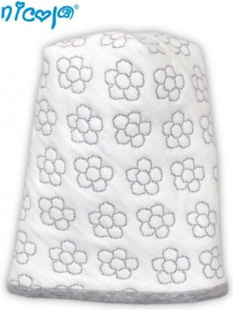 Kojenecká čepice Lady bílá - potisk květinky, Velikost koj. oblečení 80/86 - obrázek 1
